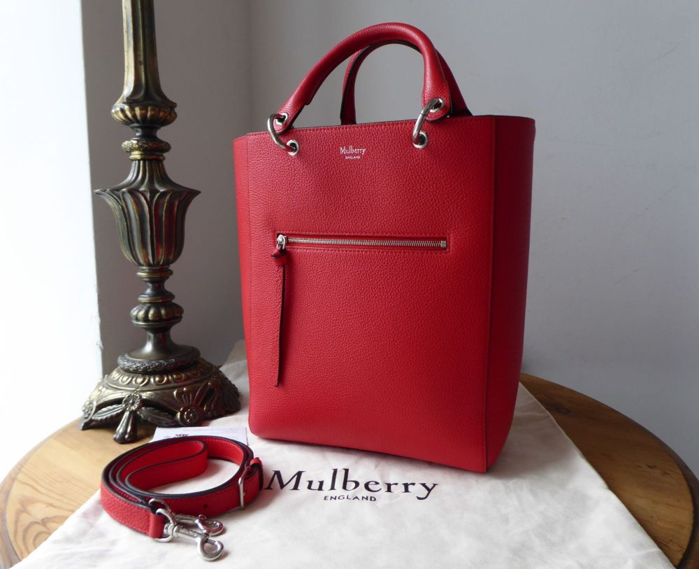 Mulberry Small Maple Tote in Fiery Red Small Classic Grain Leather