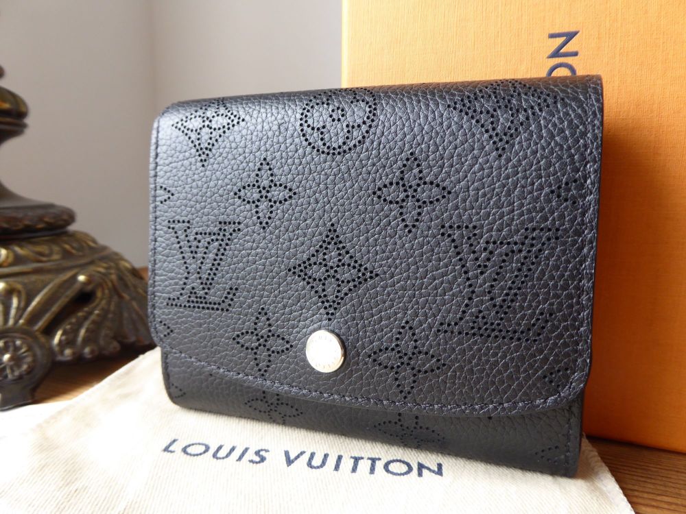 Louis Vuitton Iris Compact Wallet in Mahina Noir with Silver Tone Hardware - SOLD