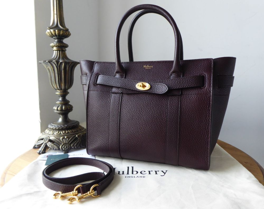 Mulberry Small Zipped Bayswater in Oxblood Grain Vegetable Tanned Leather