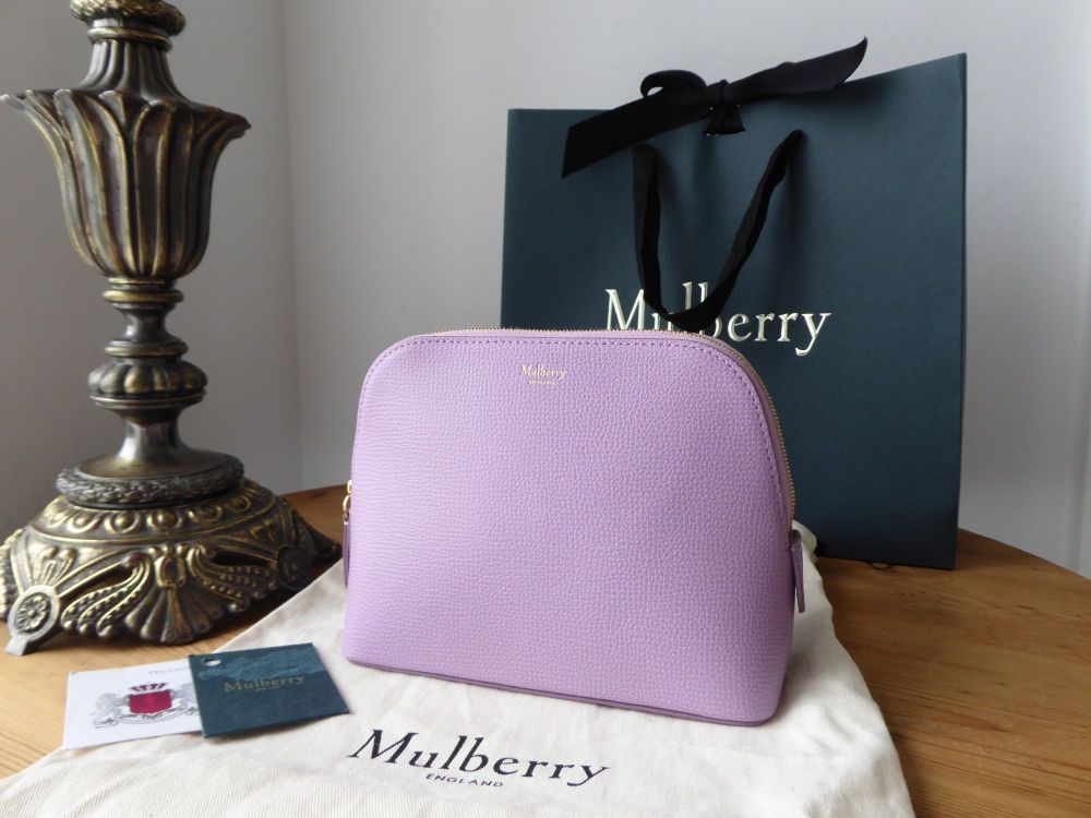 Mulberry Continental Cosmetic Pouch Bag in Lilac Cross Grain Leather - SOLD