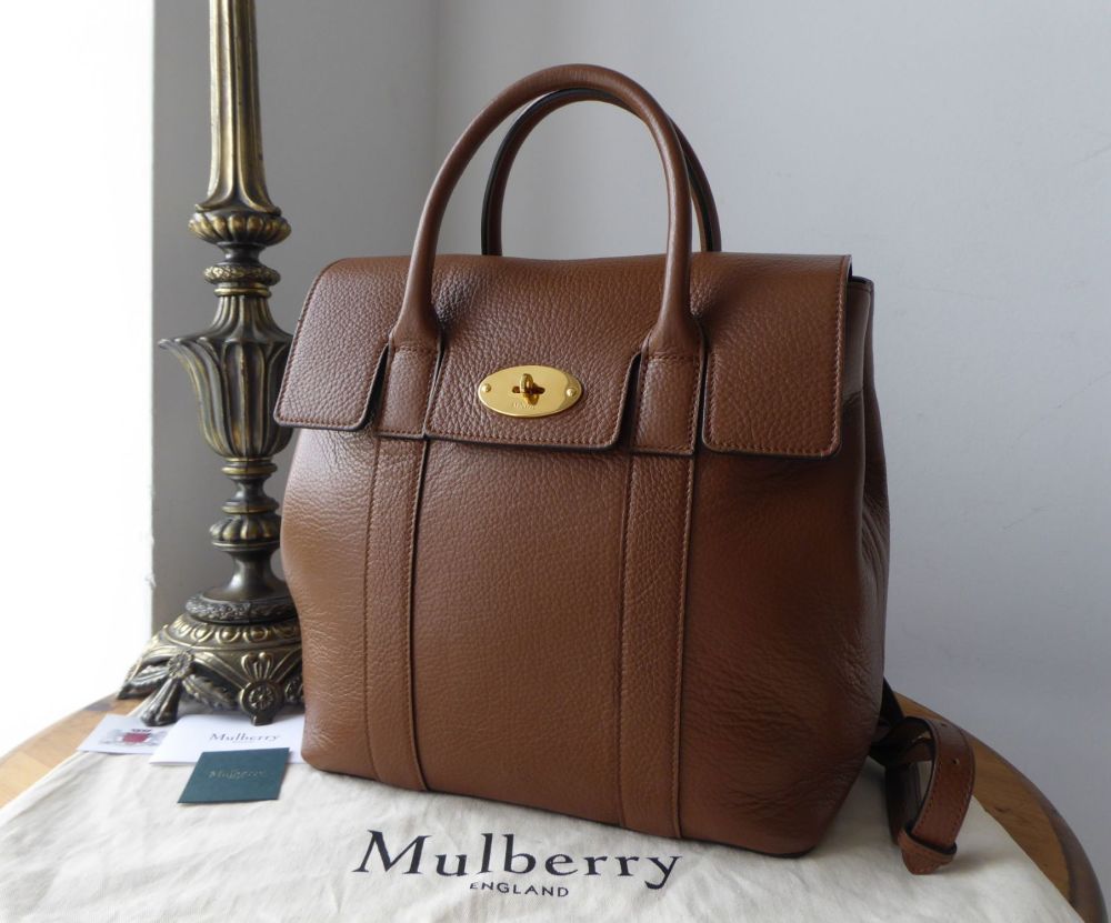 Mulberry Bayswater Backpack in Oak Small Classic Grain with Brass Hardware