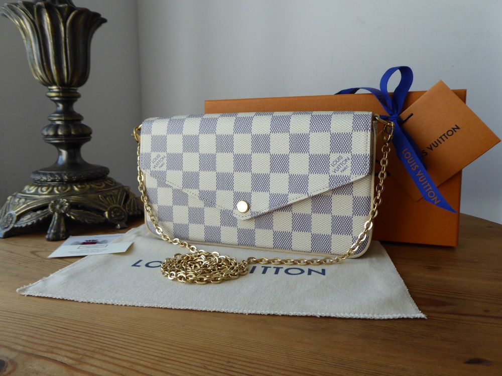 Louis Vuitton Félicie in Damier Azur with Rose Ballerine Lining - New