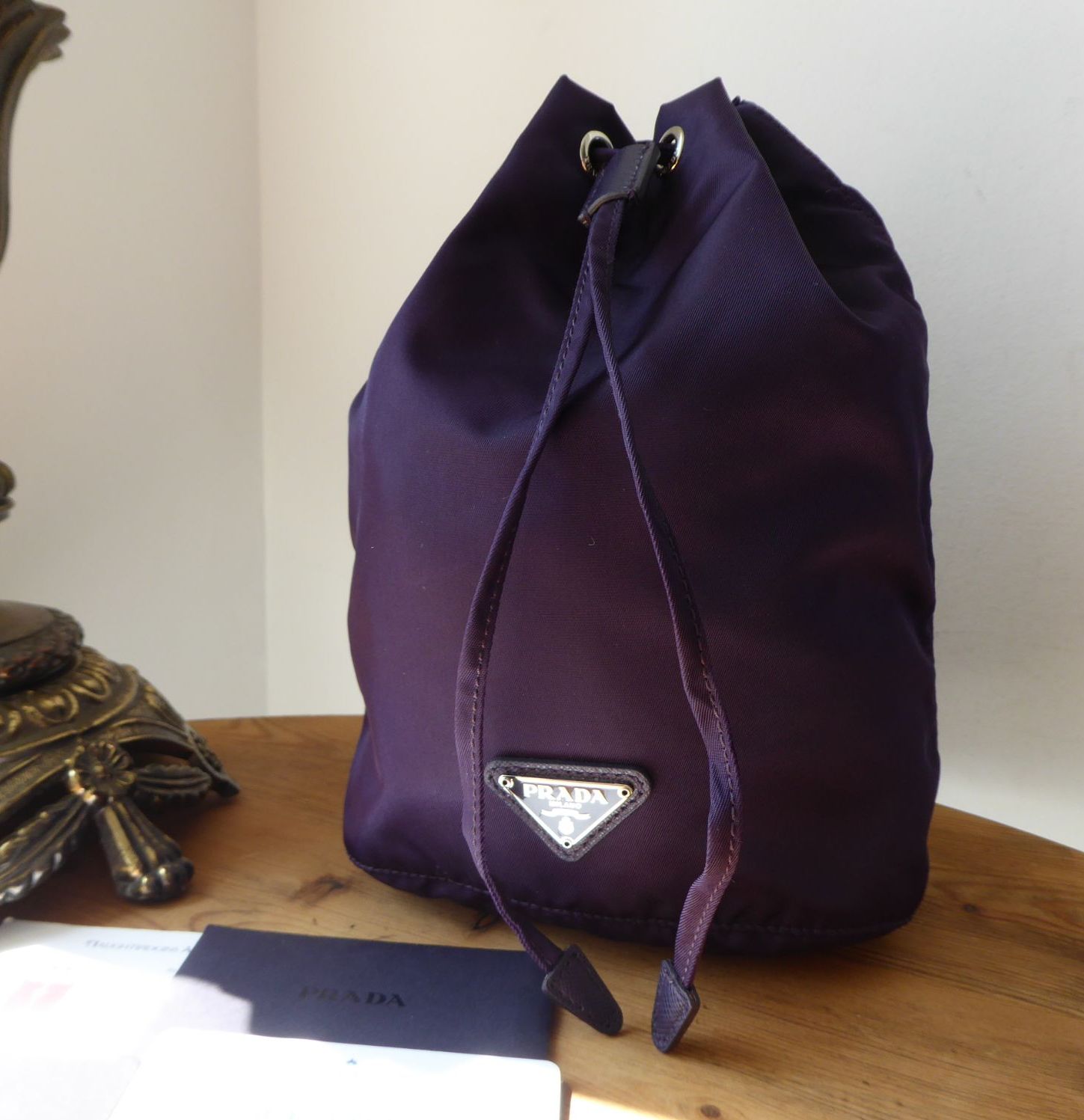 Prada Drawstring Cosmetic Pouch in Purple Vela Tessuto SOLD