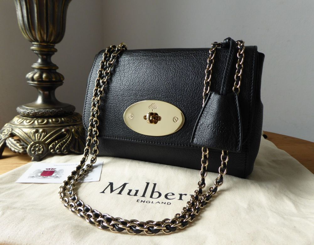 Mulberry Lily Regular in Black Glossy Goat with Shiny Gold Hardware 