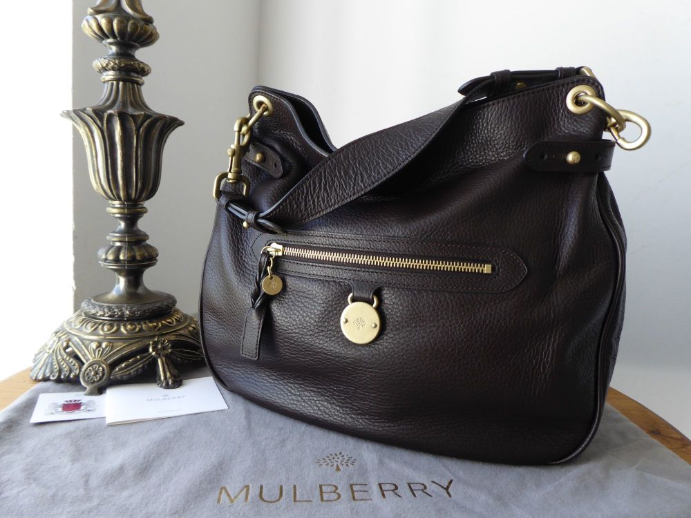 Mulberry Somerset Shoulder Hobo in Chocolate Pebbled Leather - New