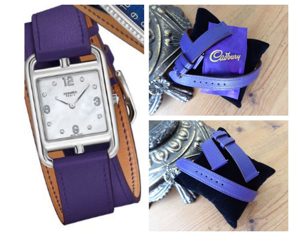 Hermès Cape Cod Double Tour Watch Strap PM in Ultra Violet Purple Calfskin