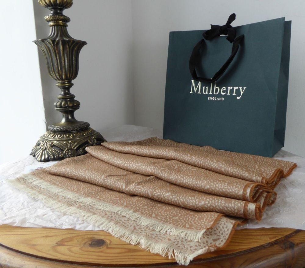 Mulberry Tamara Rectangular Scarf in Reversible Oak Superfine Cotton - New*
