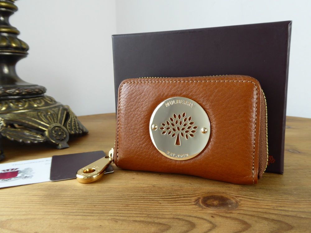 Mulberry Daria Small Zip Around Card Coin Purse in Oak Soft Spongy Leather