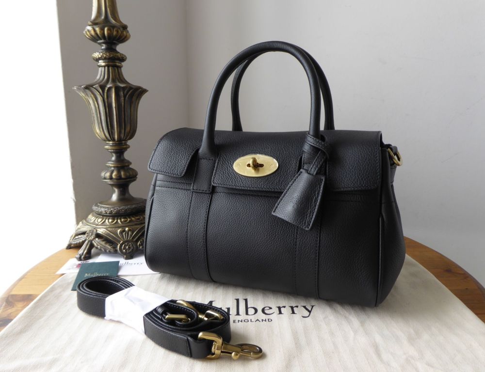 Mulberry Classic Small Bayswater Satchel in Black Classic Grain Leather