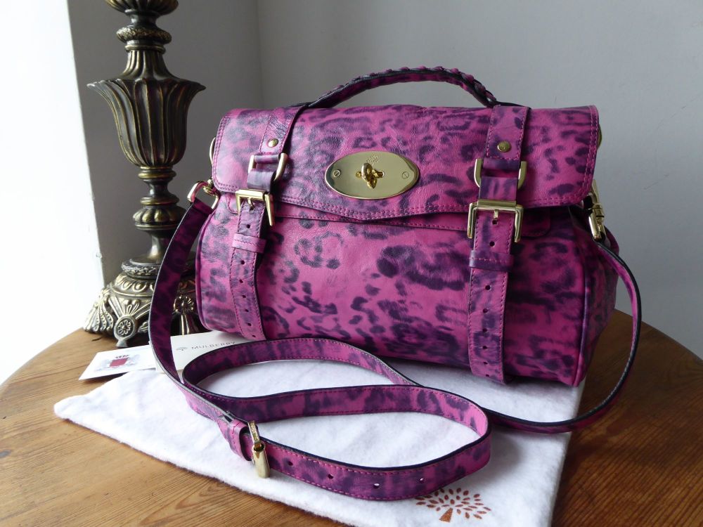 Mulberry Regular Alexa in Peony Pink Smudged Leopard Printed Leather 