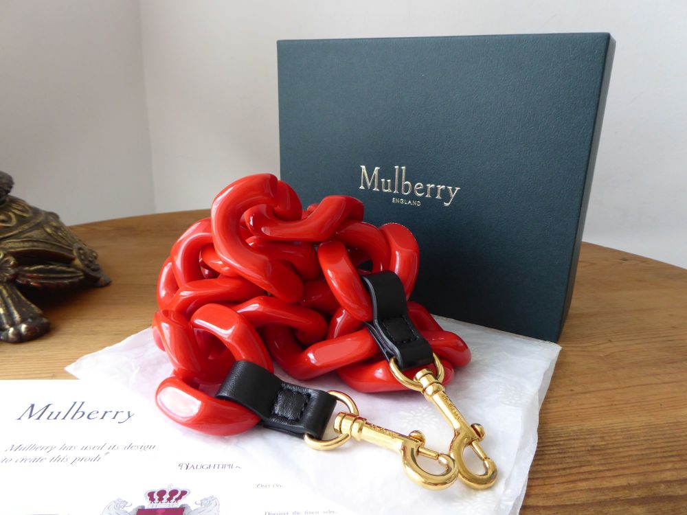 Mulberry Acetate Shoulder Strap in Lipstick Red and Golden Brass