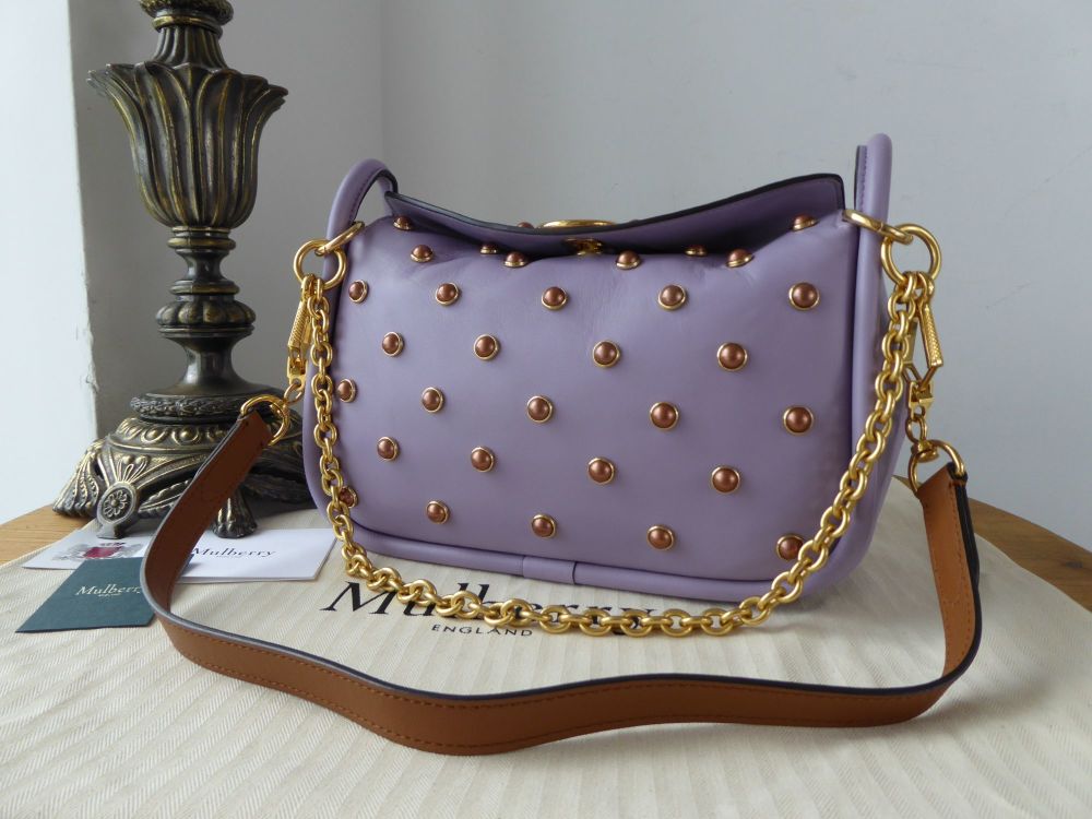 Mulberry Small Leighton in Purple Heather Soft Lamb Nappa with Pearls ...