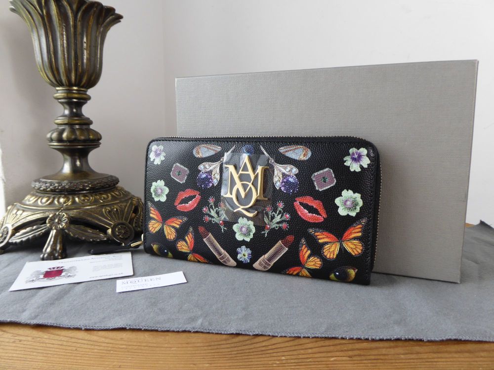 Alexander McQueen Obsession Print Insignia Continental Zip Around Wallet Purse - SOLD