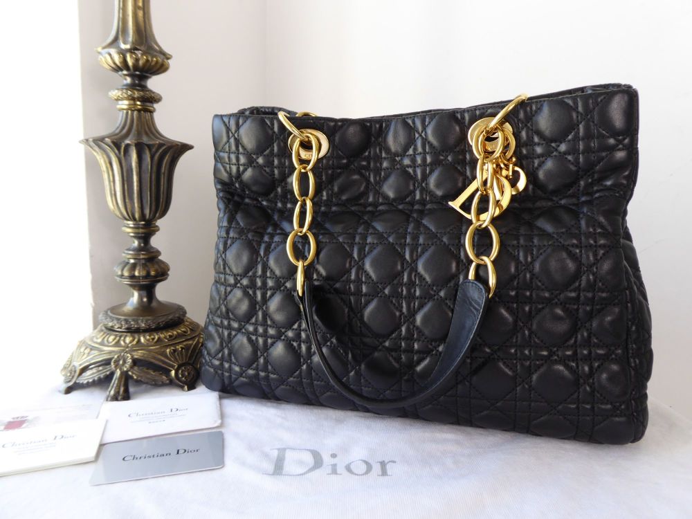 Dior Lady Dior Large Soft Tote in Black Lambskin with Gold Hardware - SOLD