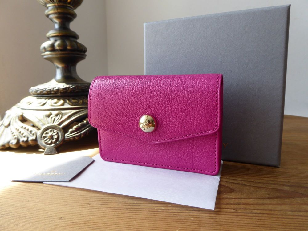 Mulberry Dome Rivet Card Case in Mulberry Pink Glossy Goat - New