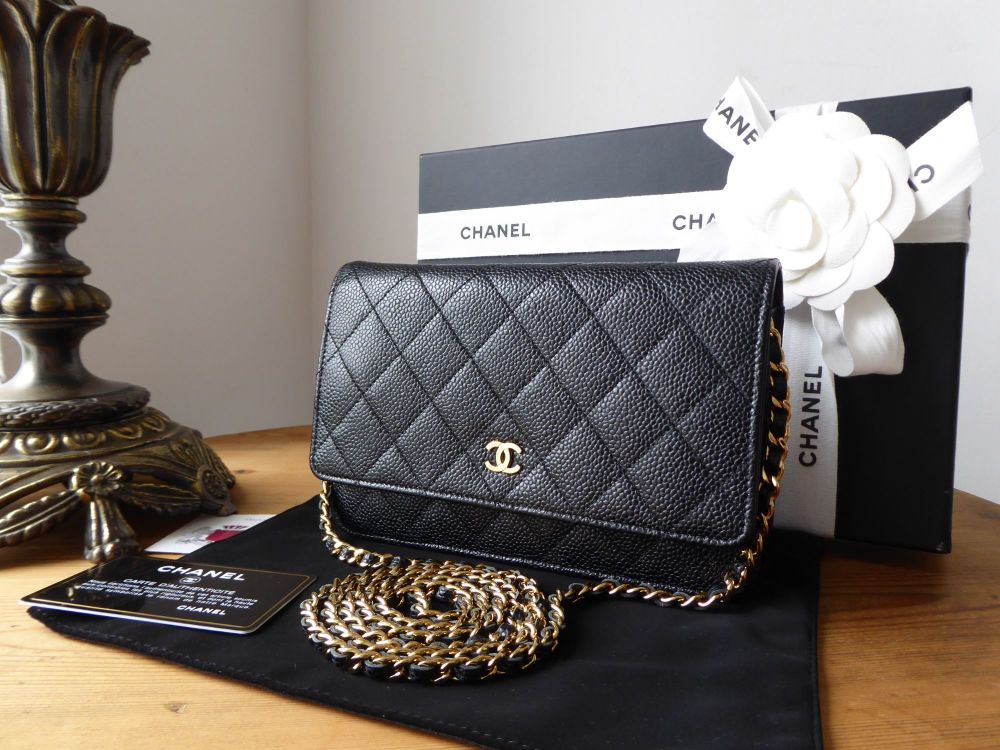 CHANEL Wallet on a Chain (WOC) Black Caviar with Silver HW