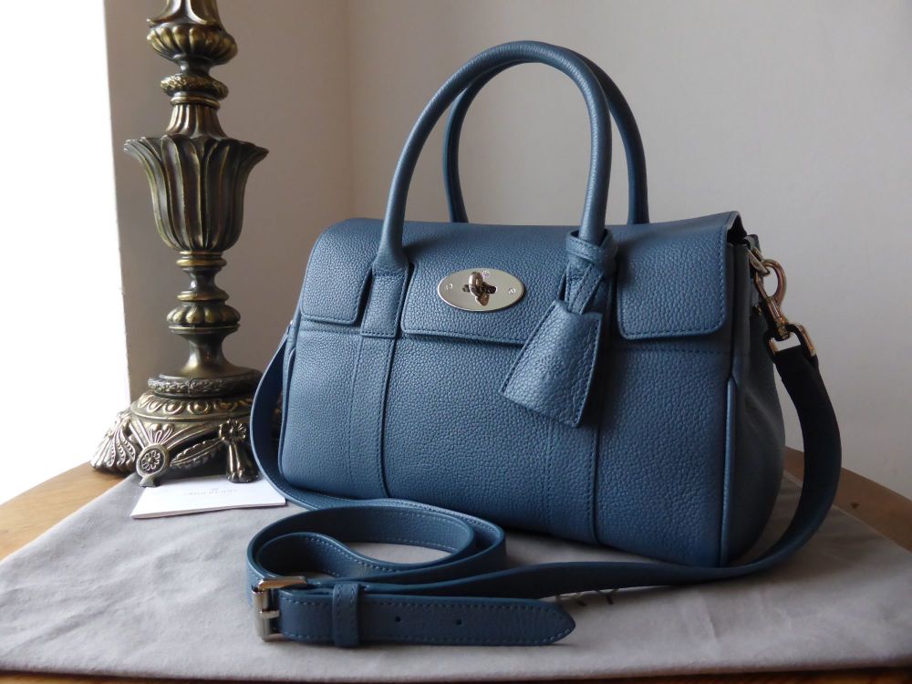 Mulberry Classic Small Bayswater Satchel in Steel Blue Small Classic Grain - SOLD