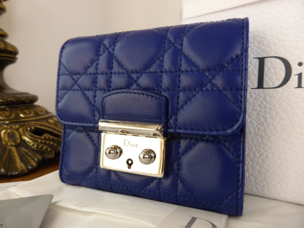 Dior French Compact Purse Wallet in Indigo Blue Cannage Lambskin - SOLD