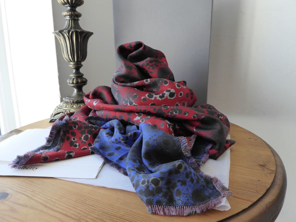 Mulberry Large Square Silk Wrap Scarf in Reversible Inky Animal Print - SOLD