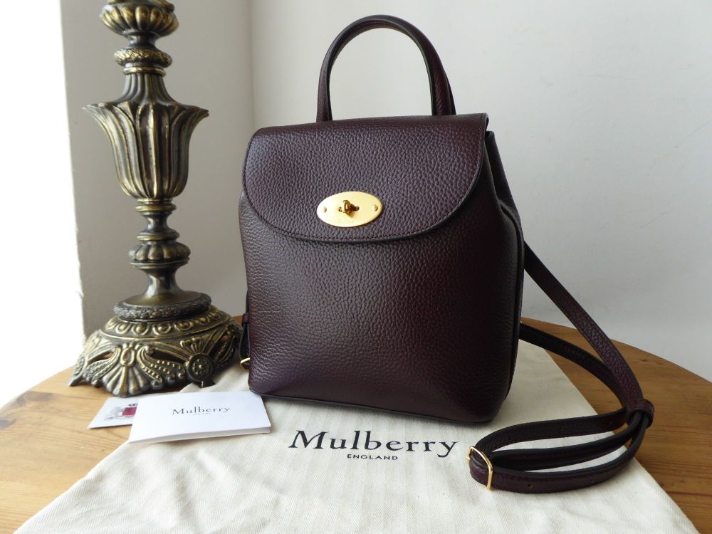 Mulberry Mini Bayswater Backpack in Oxblood Grained Vegetable Tanned Leathe