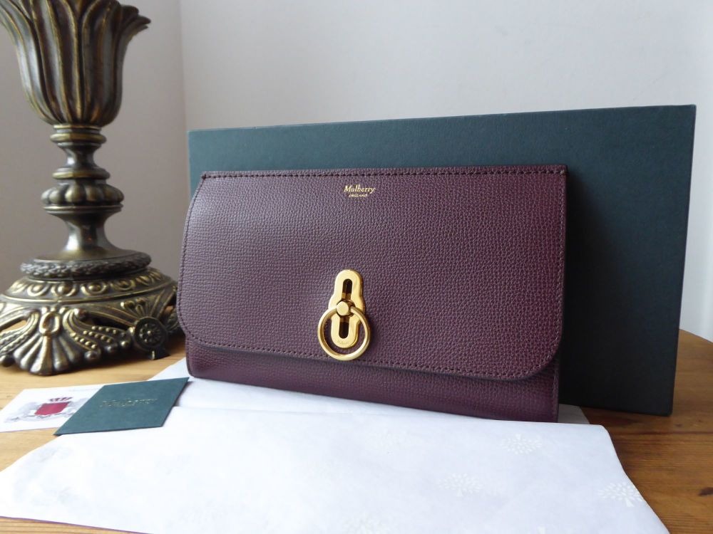 Mulberry Amberley Large Long Wallet in Oxblood Cross Grain Leather - SOLD