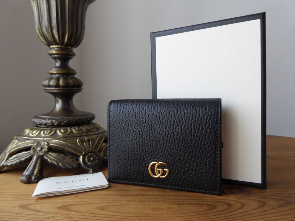Gucci GG Marmont Small Card Case Purse Wallet in Black Grained Calfskin - SOLD