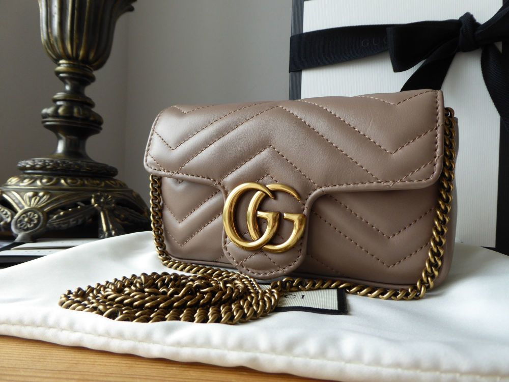 Gucci GG Marmont Super Mini Bag in Porcelain Rose Matelassé Calfskin