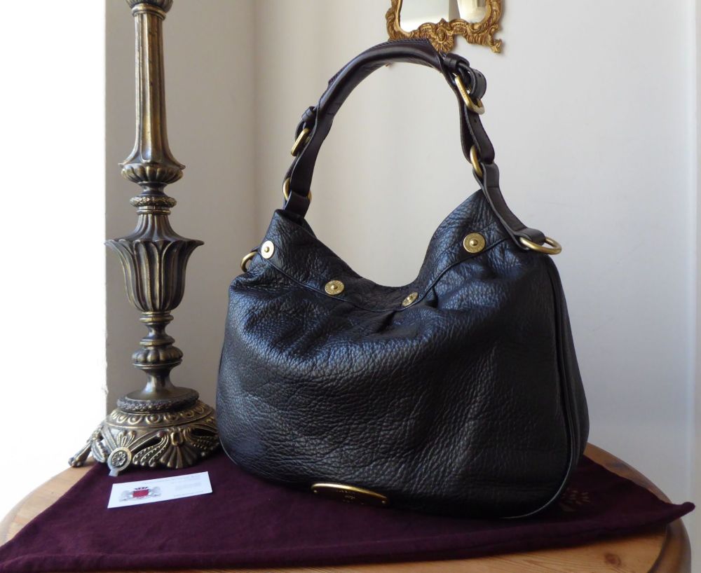 Mulberry Mitzy Shoulder Hobo in Black Pebbled Leather 