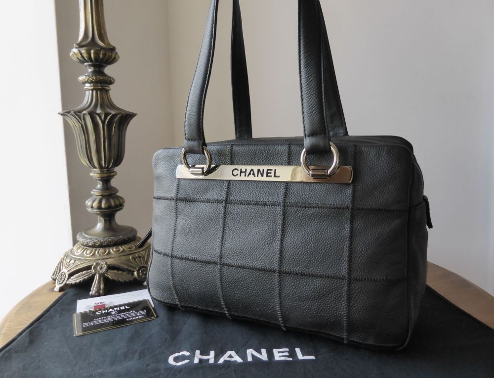 Chanel Zipped Bowler in Choc Box Stitched Black Matte Caviar