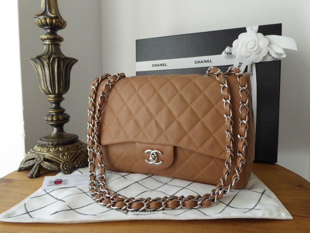 Chanel Classic Jumbo Single Flap in Tan Soft Caviar Leather with Shiny  Silver Hardware - SOLD