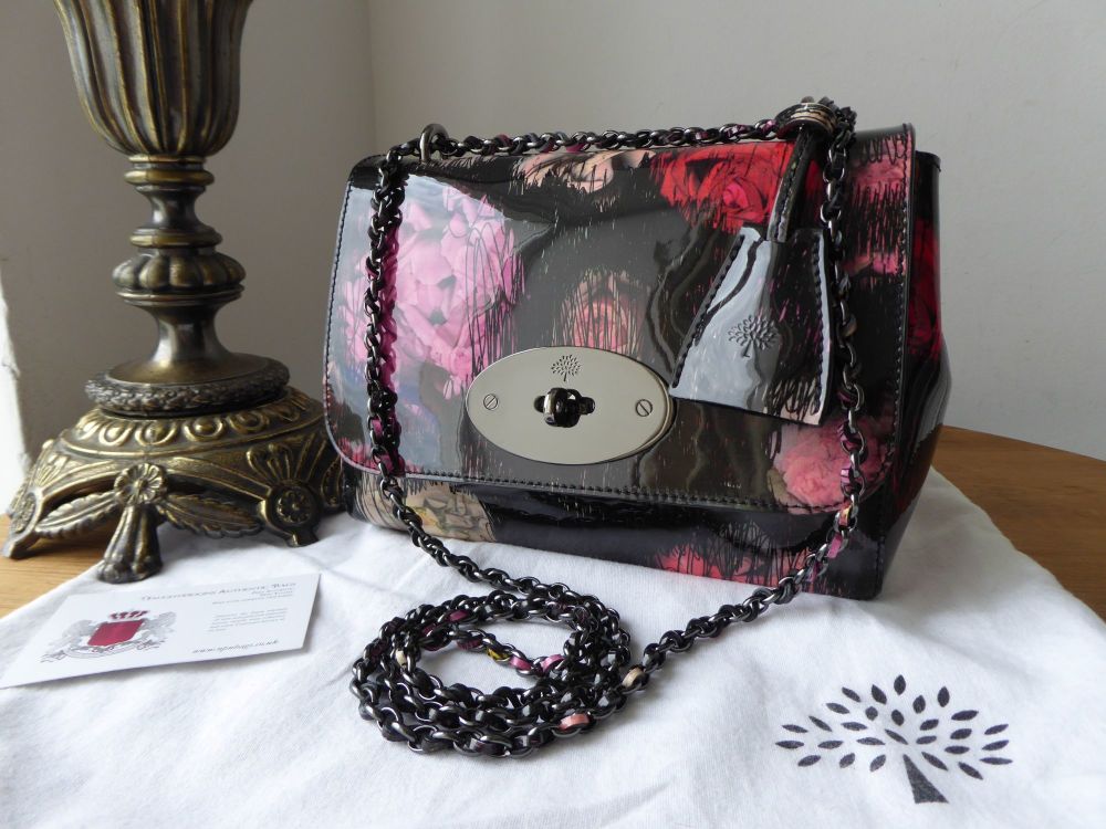 Mulberry Regular Lily in Scribbly Floral Patent Leather with Dark Shiny Gun