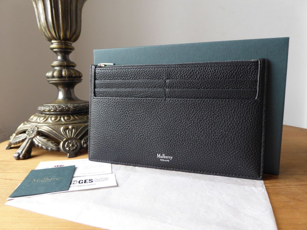 Mulberry Travel Card Holder in Black Small Classic Grain Leather - As New