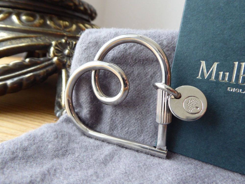 Mulberry Looped Heart Bag Charm Keyring in Silver Brass - SOLD