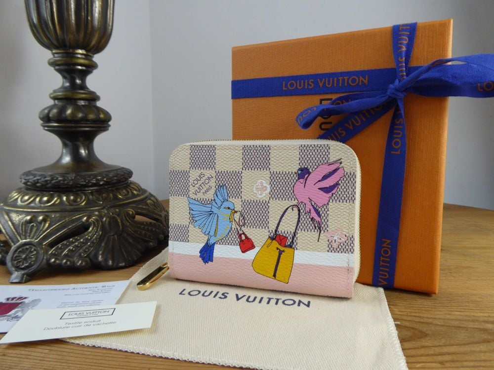 Louis Vuitton Limited Edition Zippy Coin Purse Forest Birds in Damier Azur Rose Ballerine -SOLD
