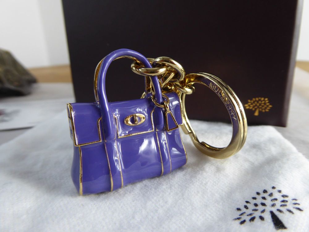 Mulberry Mini Bayswater Keyring Bag Charm in Blueberry Enamel - SOLD