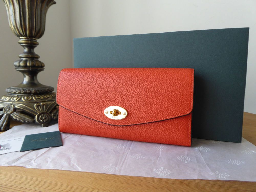 Mulberry Darley Continental Purse Wallet in Tangerine Orange Small Classic Grain - SOLD