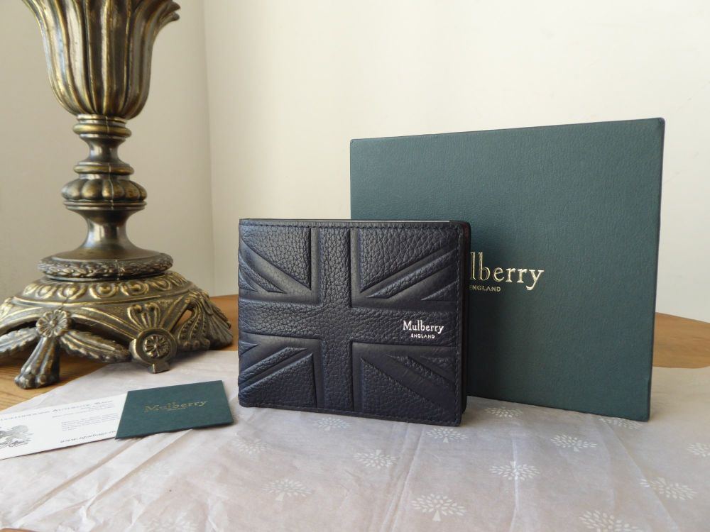 Mulberry Union Jack Flag Embossed Mens Wallet in Midnight Small Classic Grain - SOLD