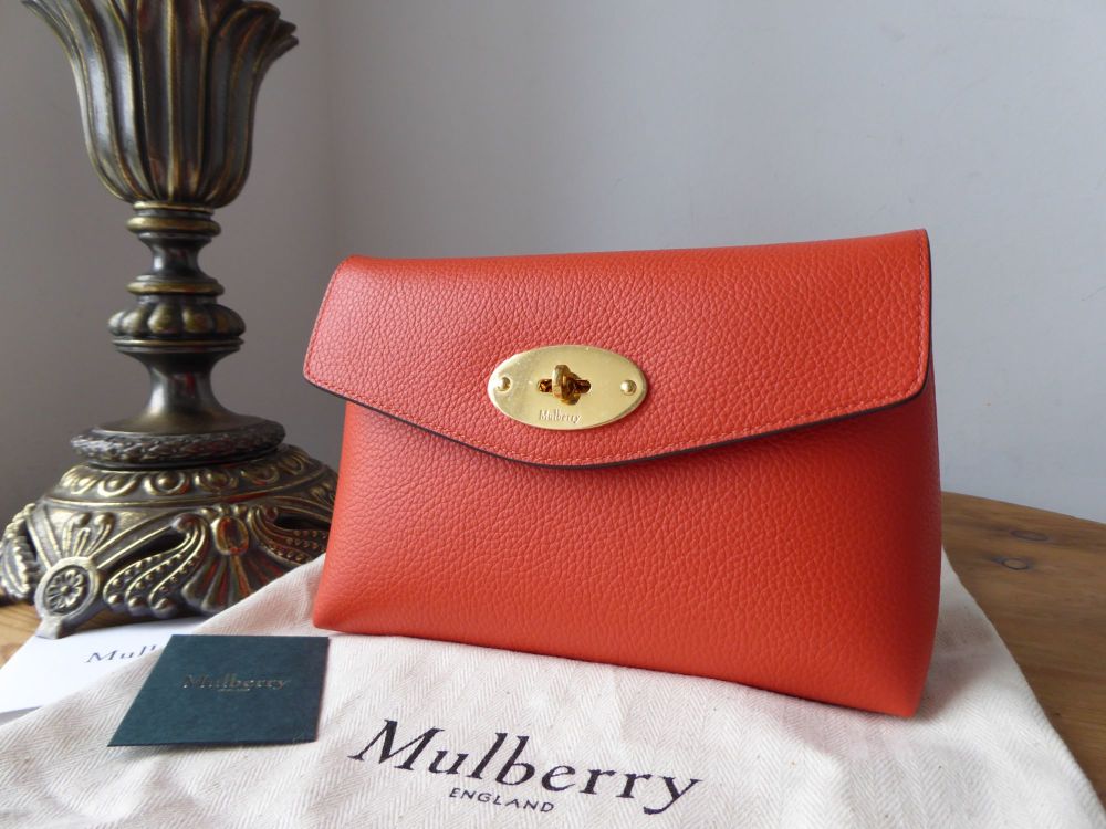 Mulberry Darley Cosmetic Pouch in Tangerine Orange Small Classic Grain - SOLD