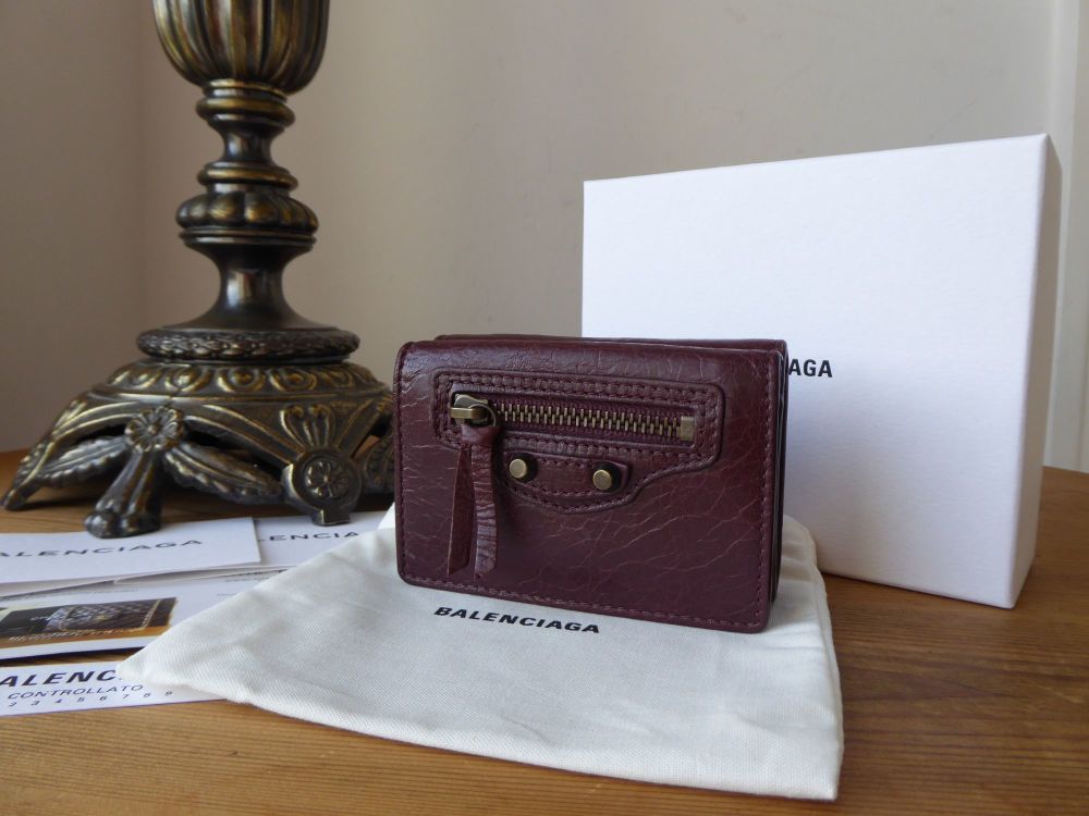 Balenciaga Classic Mini Wallet Purse in Bordeaux Agneau - SOLD