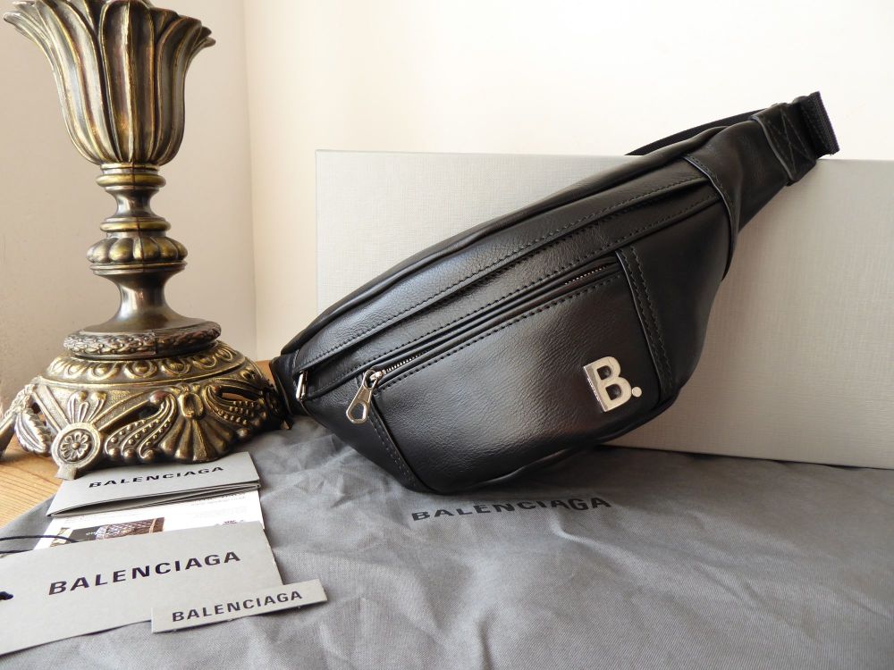 Balenciaga Plaque Belt Bag Bum Bag in Black Calfskin - SOLD