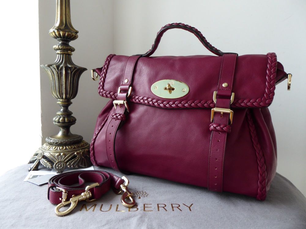 Mulberry Oversized Alexa with Woven Trim in Berry Calf Nappa & Felt Liner - SOLD