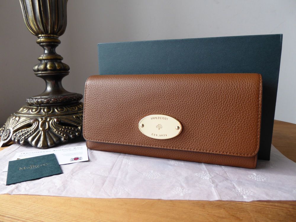 Mulberry Plaque Continental Purse Wallet in Oak Small Classic Grain -SOLD