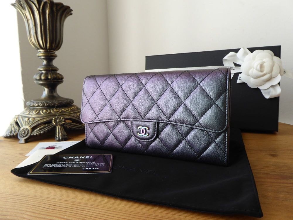 Chanel Classic Continental Flap Wallet Purse In Iridescent Mermaid