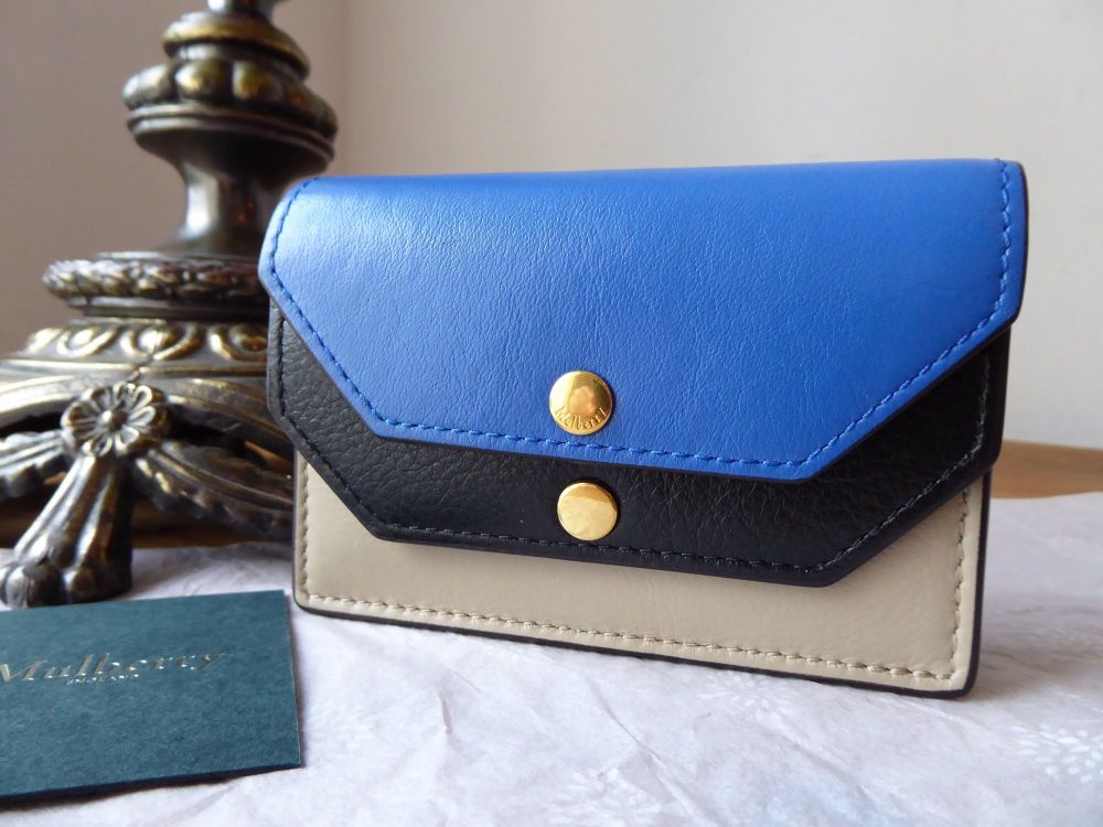 Mulberry Multiflap Multi Card Case Purse in Dune, Porcelain Blue and Black  - SOLD