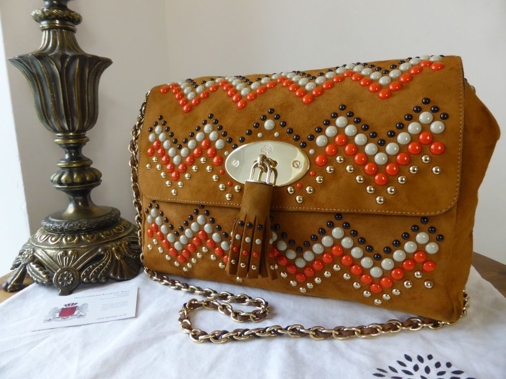 Mulberry Medium Lily in Sycamore Heavy Suede with ZigZag Enamel Rivets - SOLD