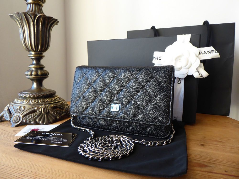 CHANEL Chanel On the Road Caviar Skin Shoulder Bag Handbag Black Silver  Hardware