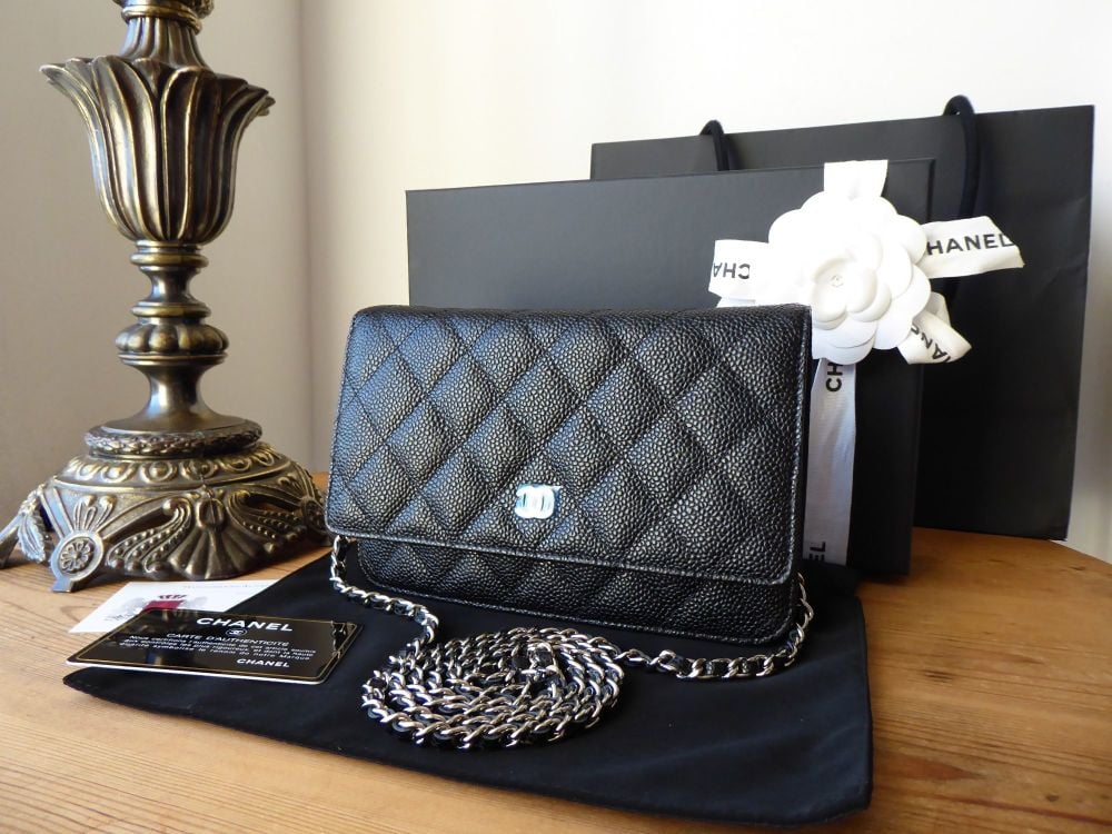 chanel classic black wallet new