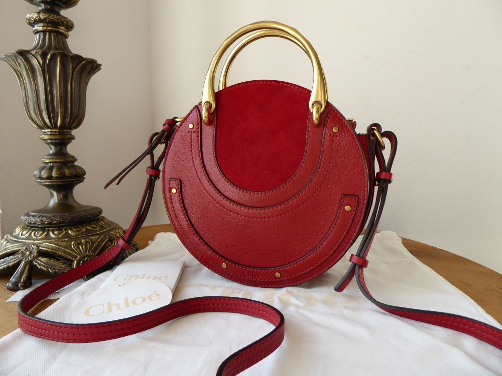Chloe Small Pixie In Dahlia Red Goatskin And Suede Sold