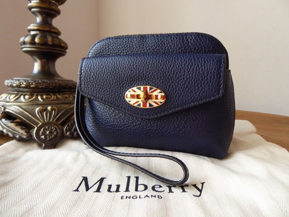 Mulberry Darley Union Jack Flag Postmans Lock Wristlet Pouch in Oxford Blue Small Classic Grain - SOLD