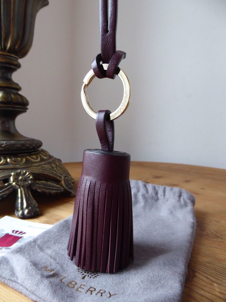 Mulberry Tassle Keyring Bag Charm in Burgundy Lamb Nappa Leather - SOLD